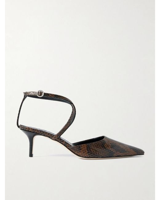 Aeyde Brown Salome Snake-Effect Leather Pumps