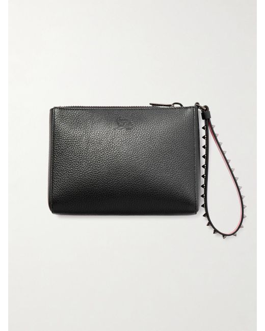 Christian Louboutin Black Cabata Clutch Aus Strukturiertem Leder Mit Nieten