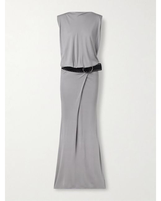 Christopher Esber Gray Maxikleid Aus Jersey Mit Falten Und Gürtel