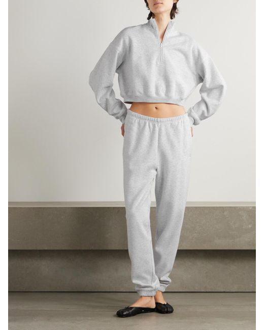 Pantalon De Survêtement En Molleton De Coton Mélangé, Light Heather Skims en coloris White