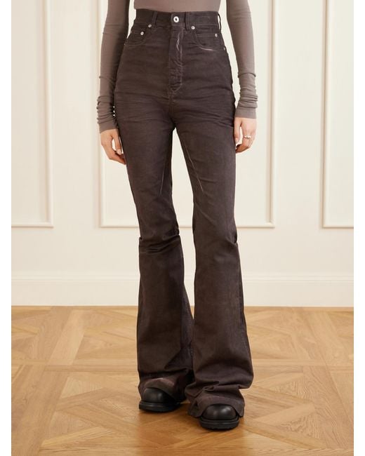 Rick Owens Gray Bolan High-Waist Flared Jeans