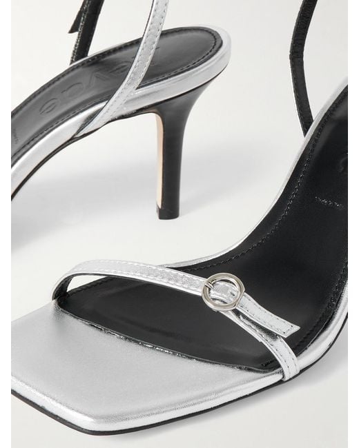 Aeyde Natural Hallie Metallic Leather Sandals