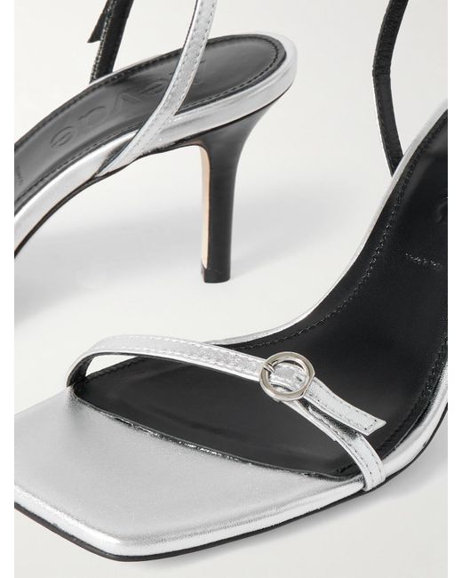 Aeyde White Hallie Sandalen Aus Metallic-Leder