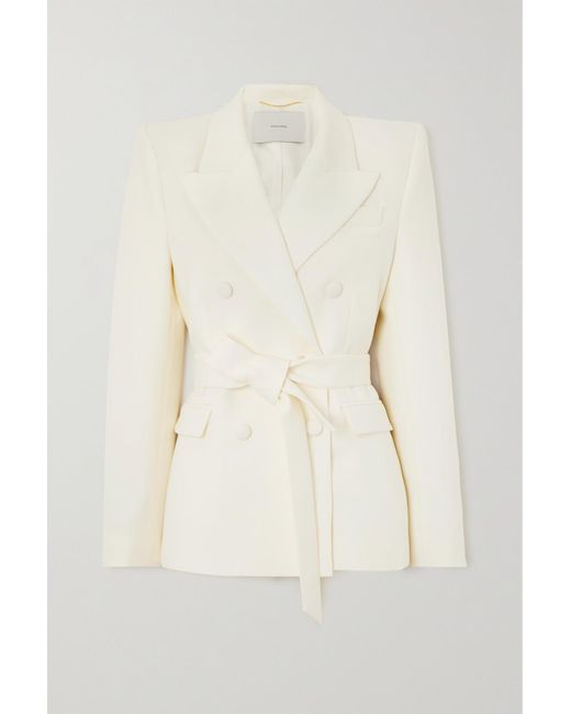 Adam Lippes Double-breasted Belted Wool And Silk-blend Blazer in ...
