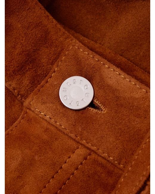 Stouls Brown Mythéo Paneled Suede Straight-Leg Pants
