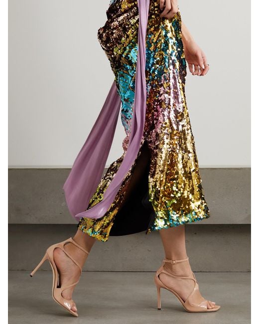 Jimmy Choo Natural Azia 95 Sandalen Aus Lackleder