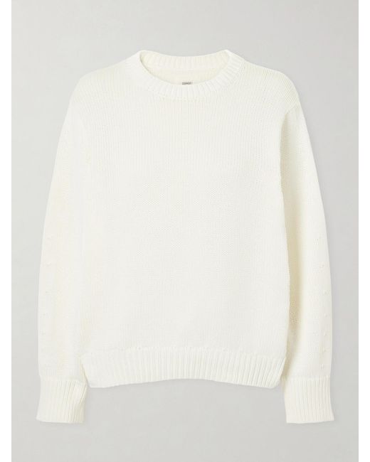 Totême White Oversized Organic Cotton-Blend Sweater