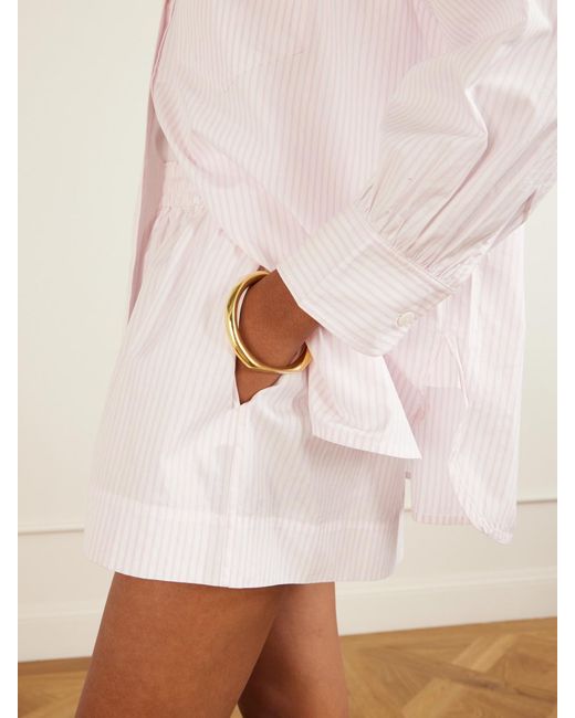 Suzie Kondi Natural Striped Cotton-Poplin Shorts