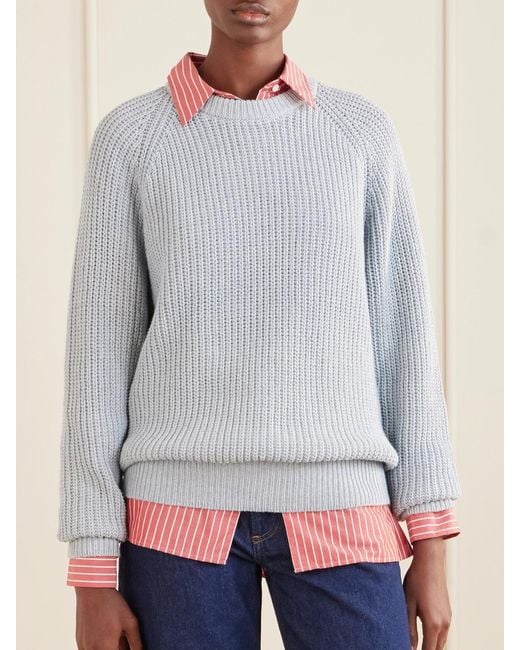 Aimé Leon Dore Blue Ribbed Cotton Sweater