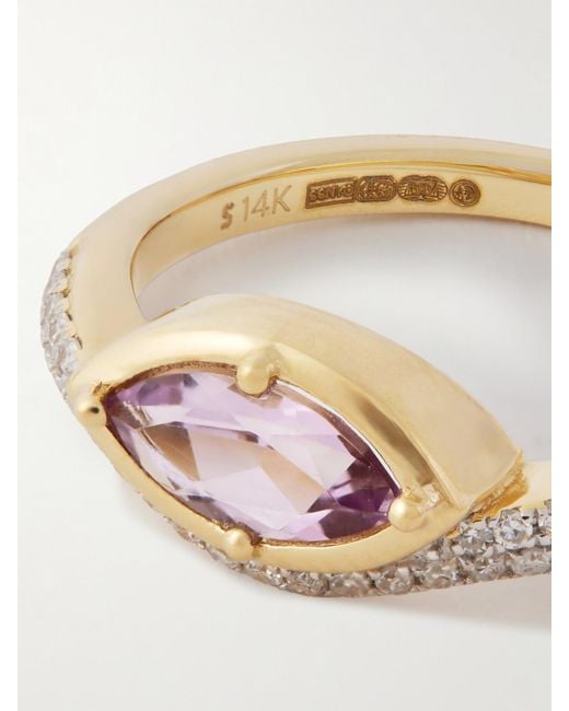 STONE AND STRAND Natural Haze Ring Aus 14 Karat Mit Amethyst Und Diamanten