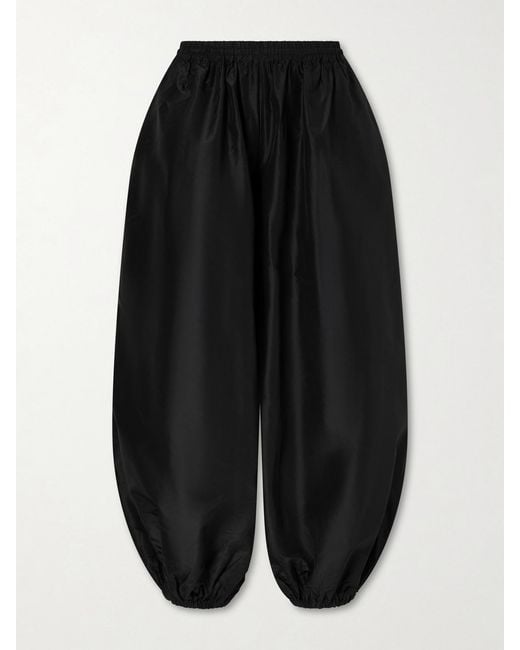 Suzie Kondi Black Sofia Silk-Taffeta Wide-Leg Pants