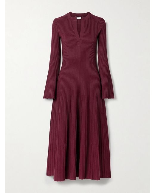 Jonathan Simkhai Purple Genna Ribbed-Knit Midi Dress