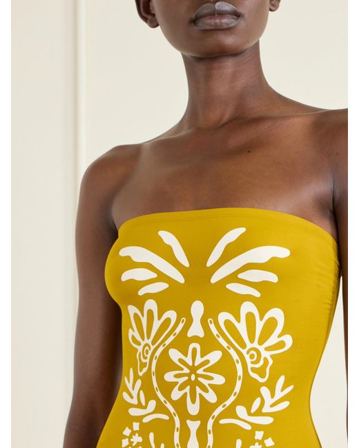 Eres Yellow Maharani Strapless Printed Swimsuit