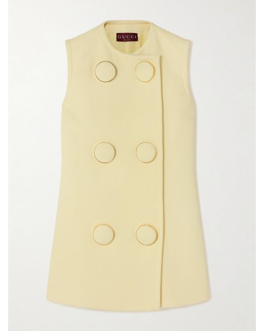 Gucci Yellow Double-Breasted Crepe Vest