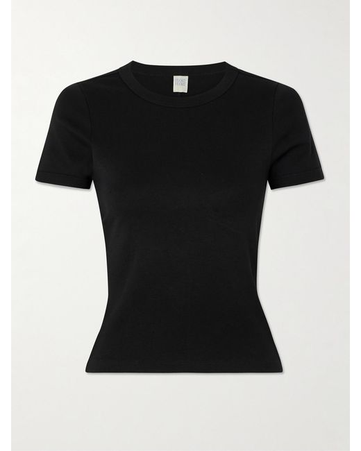 Flore Flore Black Car Ribbed Organic Cotton-Jersey T-Shirt