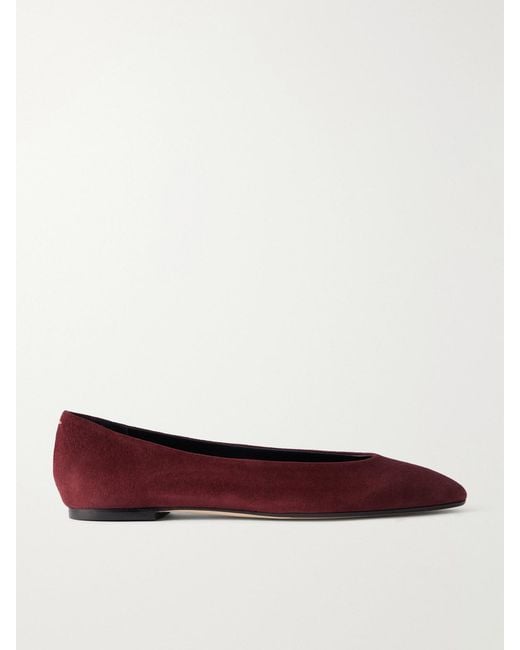 Aeyde Red Ellie Suede Ballet Flats
