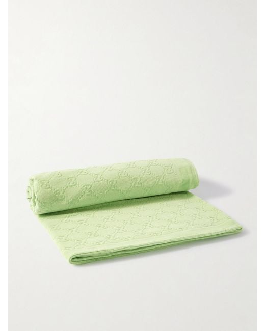Gucci Green Sammy Handtuch Aus Baumwollfrottee Mit Jacquard-Muster