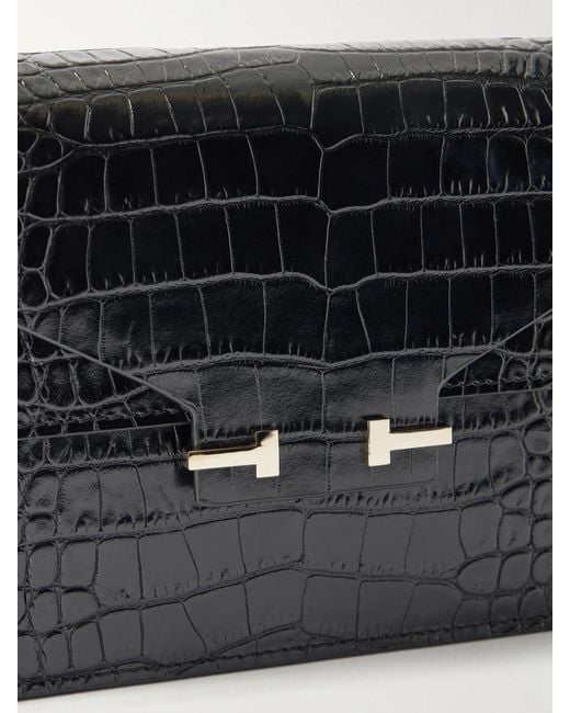 Tom Ford Black Croc-Effect Patent-Leather Shoulder Bag