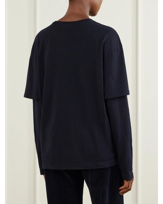 Agolde Blue Lois Layered Organic Cotton-Jersey T-Shirt