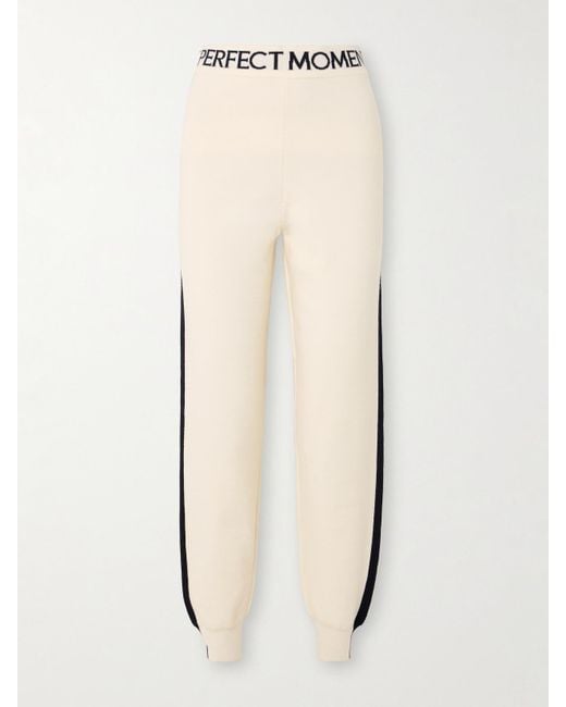 Perfect Moment Natural La Tour Intarsia Wool-Blend Tapered Track Pants