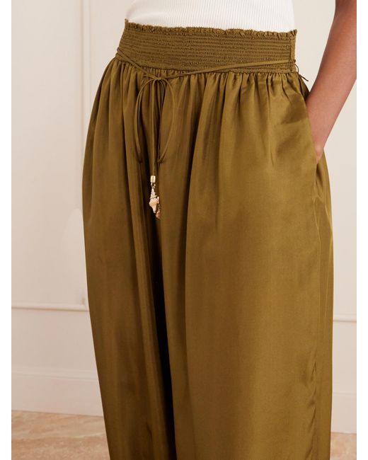 Zimmermann Green Mahon Silk Tapered Pants
