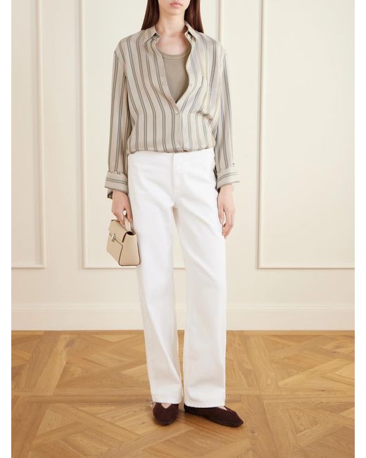 Still Here White Sport Low-Rise Wide-Leg Jeans
