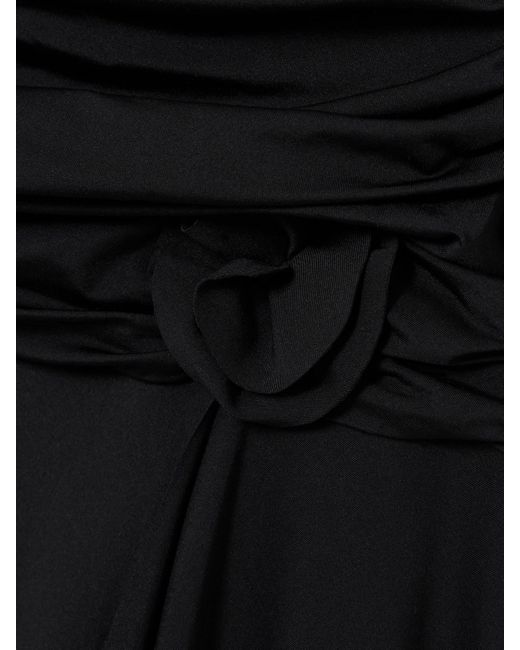 Maygel Coronel Black Mageia Draped Tulle And Stretch Satin-Jersey Maxi Dress