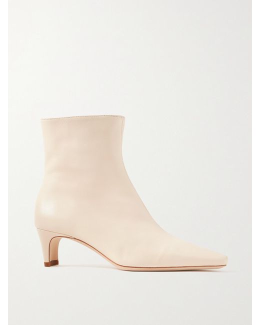 Staud Natural Wally Leather Ankle Boots