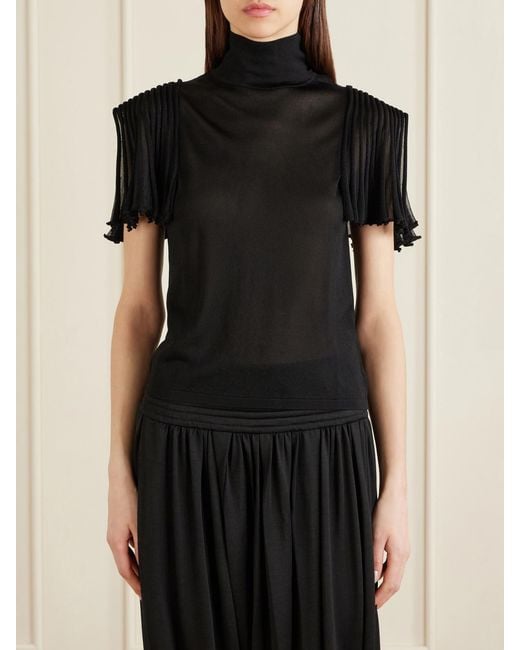 Alaïa Black Cropped Jersey Top