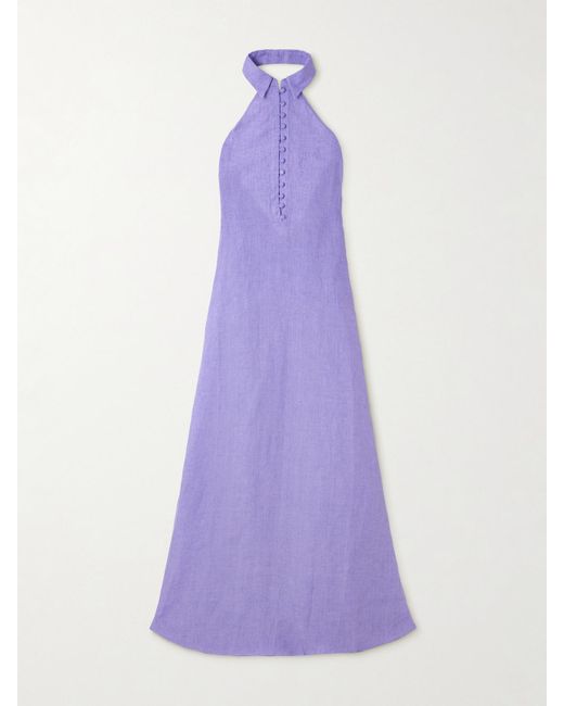 ‎Taller Marmo Purple Barbara Open-Back Linen Gown