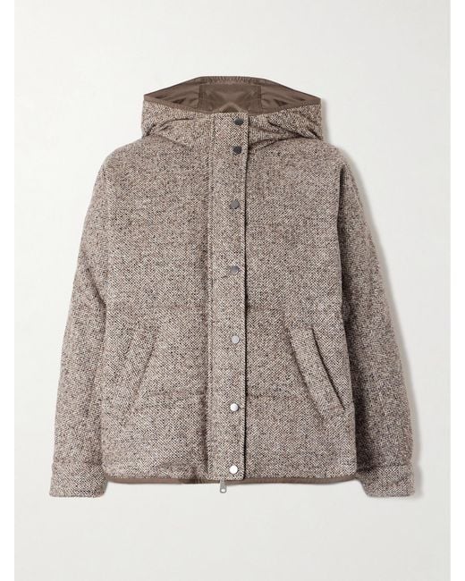 Brunello Cucinelli Brown Padded Wool-Blend Bomber Jacket