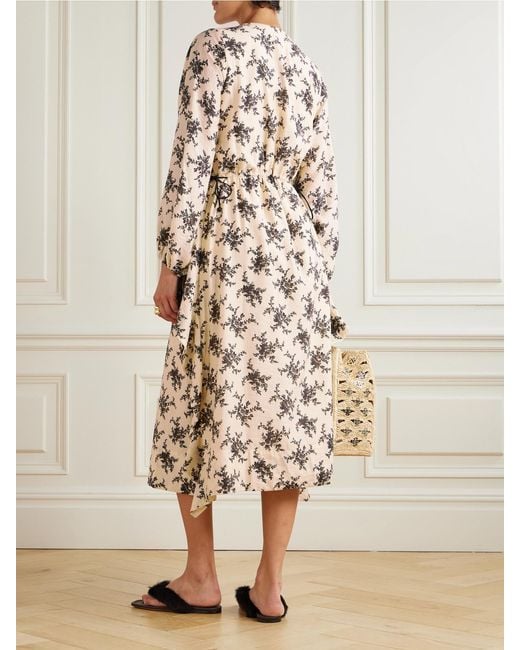 Sea Natural Joan Tie-Detailed Ruffled Floral-Print Voile Midi Dress