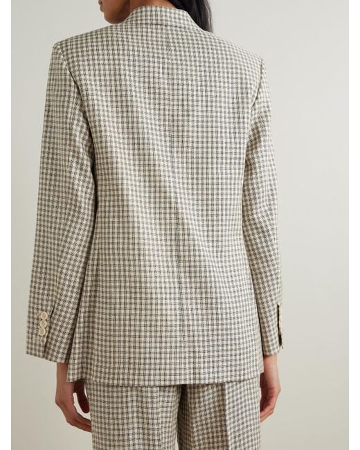 Theory White Checked Linen-Blend Blazer
