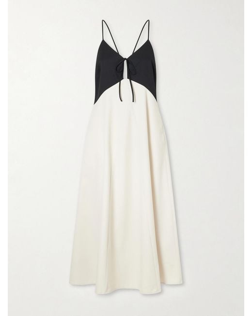 Sea White Angelina Two-Tone Twill Maxi Dress