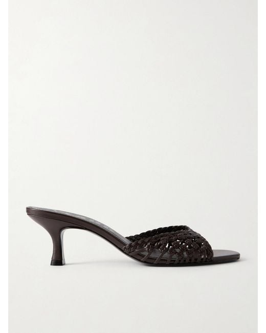 Staud Brown Brigitte Woven Leather Mules