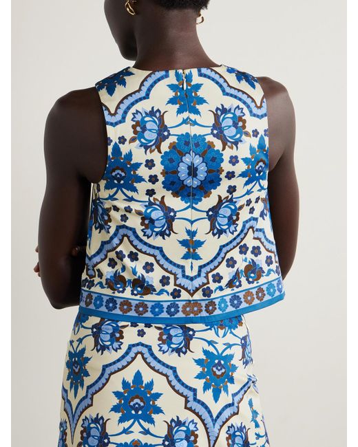 Cara Cara Blue Mackenzie Printed Cotton-Blend Tank