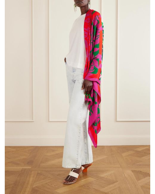 Dries Van Noten Pink Polka-Dot Printed Twill Scarf