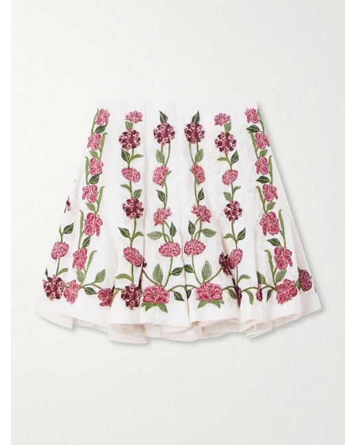 Mini-Jupe En Lin À Appliqués Et À Broderies Cerezo Agua Bendita en coloris White