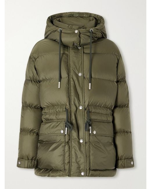 Moncler Green Sesie Hooded Quilted Shell Down Jacket