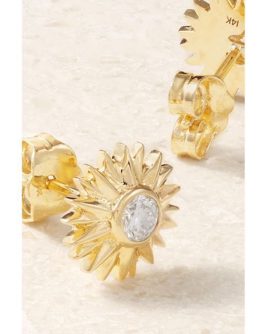 Sydney Evan Metallic Sunburst 14-Karat Diamond Earrings