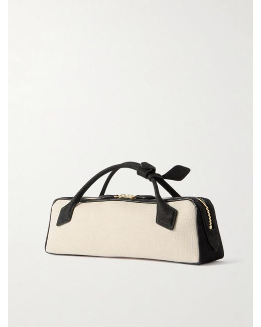 Alaïa Natural Le Teckel Leather-Trimmed Canvas Clutch