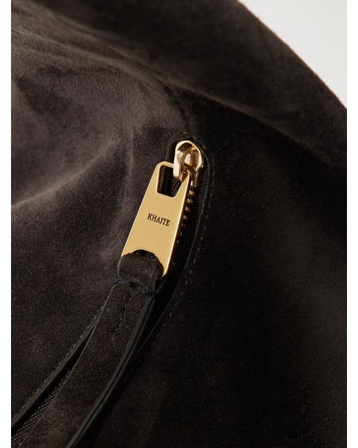 Khaite Black Olivia Mittelgroße Tote Aus Veloursleder