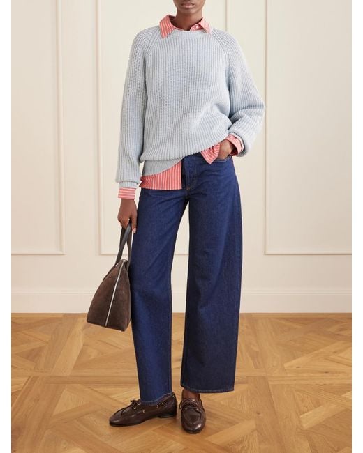 Aimé Leon Dore Blue Ribbed Cotton Sweater