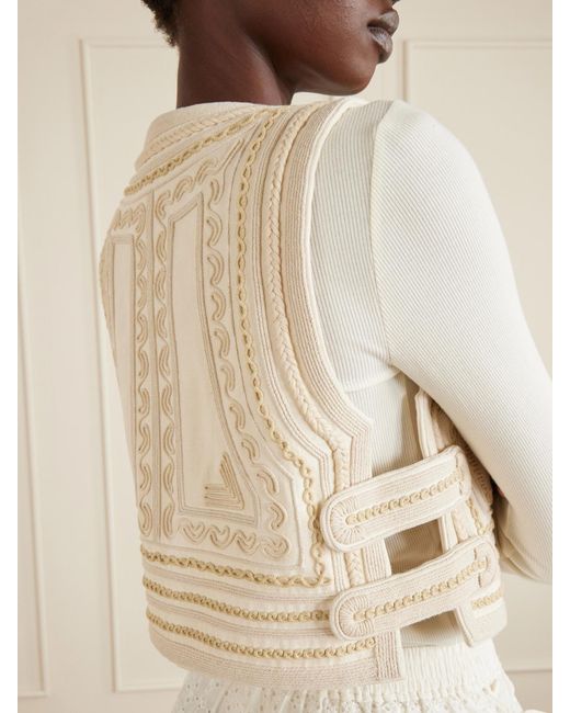 Isabel Marant Natural Blerina Embroidered Cotton Vest