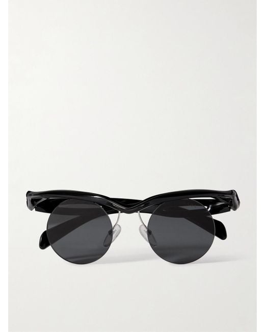 Prada Black Morph Rimless Round-Frame Acetate Sunglasses