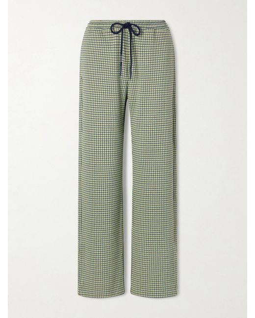 Marni Green Checked Jersey Wide-Leg Pants