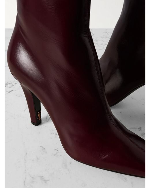 Saint Laurent Purple Jill Patent-Leather Ankle Boots