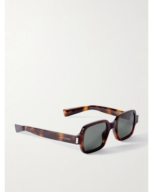 Saint Laurent Brown Square-Frame Tortoiseshell Acetate Sunglasses