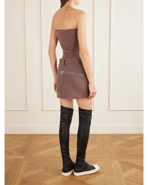 Rick Owens Purple Bolan Banana Virgin Wool Mini Skirt