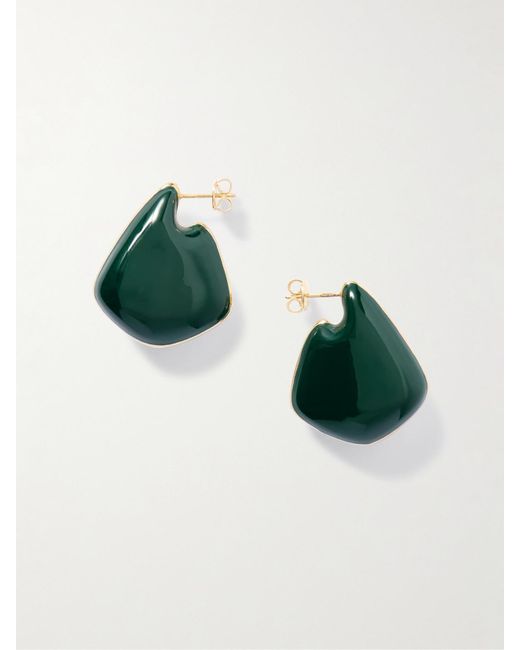 Bottega Veneta Green Plated And Enamel Earrings